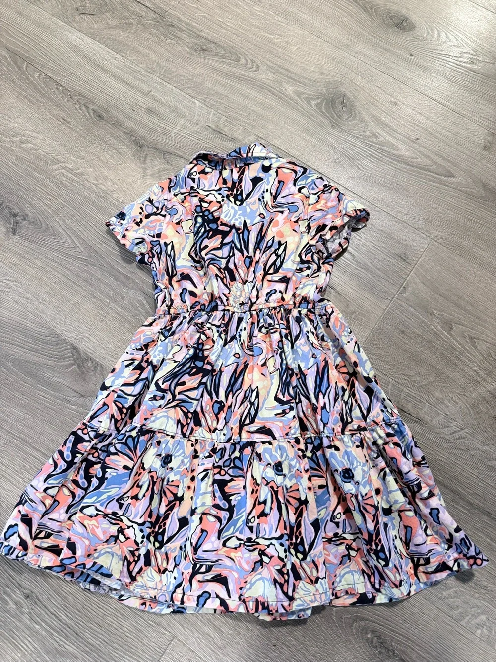 Vince Camuto Girls' Pink, Blue & Black Abstract Floral Dress